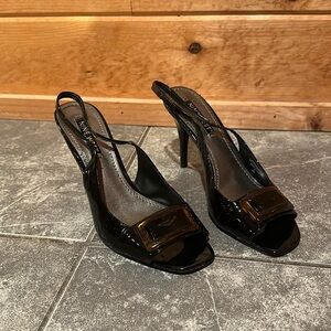 Nine West sling back peep toe penny loafer style heels
